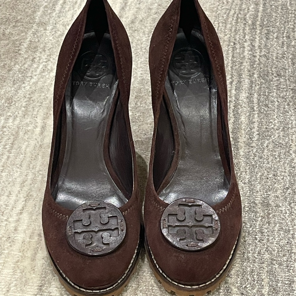 Tory Burch Dark Brown Suede Heels